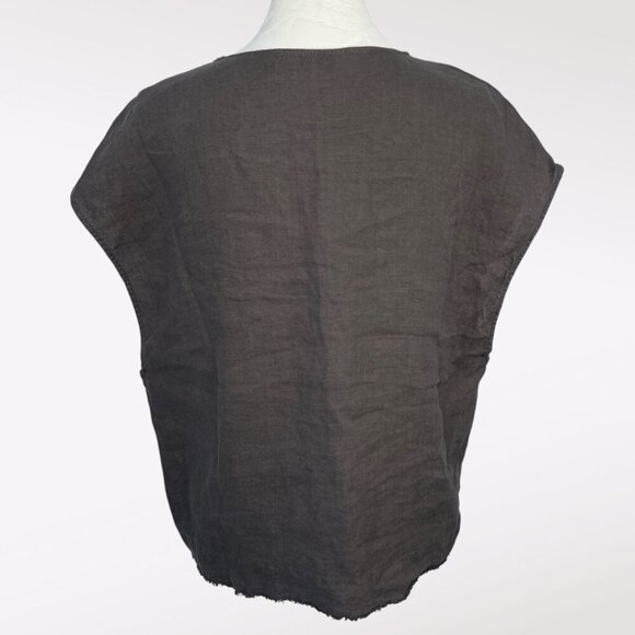 Zara Brown Linen Blend Raw Hem Tank Top Large - Picture 5 of 7